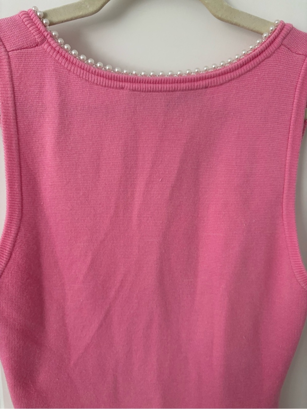Endless Rose pink knit maxi dress faux pearl-embellished scoop neckline M - Picture 5 of 7